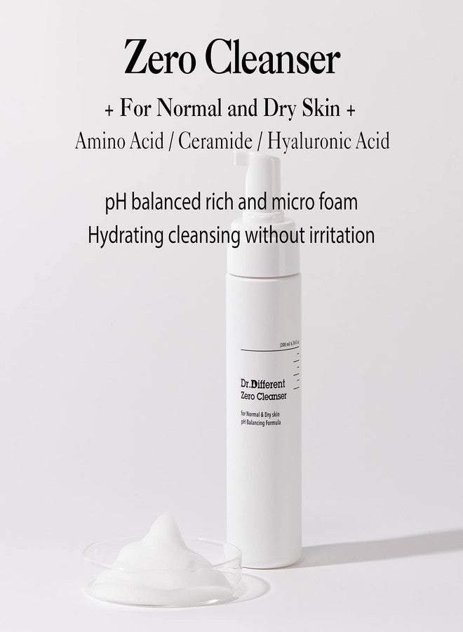 Dr.Different Zero Cleanser for Normal & Dry Skin - Hypoallergenic pH 5.5 Face Bubble Foaming Cleanser with Hyaluronic Acid and Ceramide, Moisturizing and Soothing, 6.76 fl.oz. - Image 2